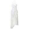 211q2-ao4bL.jpg Chiffon Tiered Dresses for Women Formal Halter Sleeveless Flowy Maxi Dress Summer Sexy Irregular Hem Solid Sundresses
