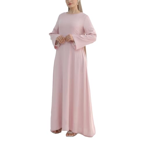 2149R7CKPLL.jpg Hanimeli Linen Long Sleeve Maxi Dress A-Line Modest Abaya for Summer and Spring Lightweight Breathable Dress