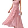 Women's V-Neck Dress for Women Wedding Guest Hi-Lo Floral Lace Prom Cocktail Party Formal Bridesmaid Dress