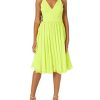 Women's Alicia Plunging Mix Media Sleeveless Fit and Flare Midi Dress