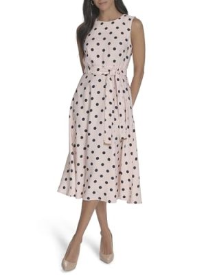 Women's Aline Tie Belt Sleeveless Midi Dress