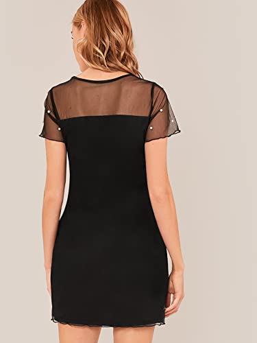 Women's Boho 2025 Summer Mini Dress, Lettuce Trim Mesh Dress