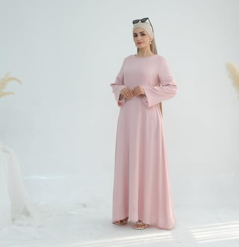 311GJqGORUL.jpg Hanimeli Linen Long Sleeve Maxi Dress A-Line Modest Abaya for Summer and Spring Lightweight Breathable Dress
