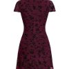 Women's Y2k Floral Print Deep V Neck Short Sleeve Fit and Flare Vintage Mini Dress