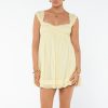 Women's Babydoll Mini Dress Floral Embroidery Summer Sleeveless Loose A Line Flowy Short Sundress for Beach Club Party