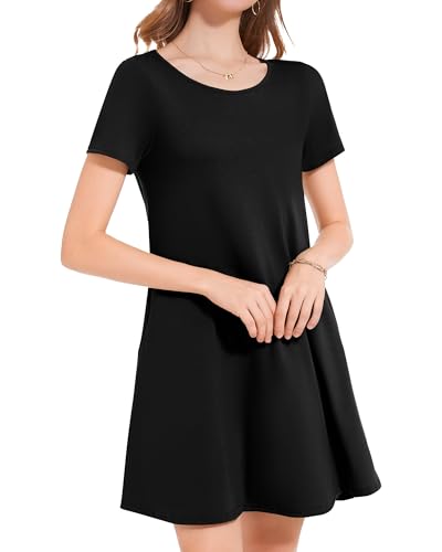 316jWguY9EL.jpg Womens Summer Dresses Beach Casual Loose Tshirt Floral Short Sleeve Flowy Pockets Sundresses