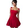 Women's Mini Sexy Dress 2025 Summer Sleeveless Spaghetti Strap Tie Mini Dress