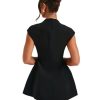 Women's Summer Sexy Cap Sleeve Deep V Neck Zipper A-line Mini Dress Hollow Bodycon Night Out Party Dress