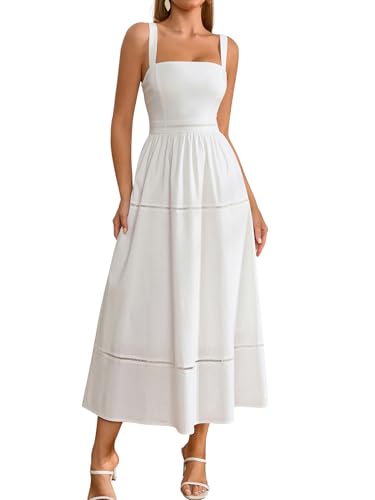 Summer Corset Midi Dress Elegant Square Neck Flowy A Line Wedding Guest Tea Party Dresses for Women Sundress 2025