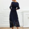 Summer Maxi Dresses for Women 2025 Casual Flutter Sleeve V Neck Cocktail Dress Smocked Elegant Ruffle A-Line Flowy Lace Dress