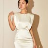 Summer Dresses for Women Sleeveless Round Neck Mini Solid Satin Dress Short Sundresses
