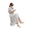 Womens Pleated Long Sleeve Loose Dress Casual Maxi Dresses with Tie Waist