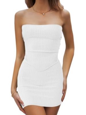 Womens Sexy Summer Two Piece Outfits Bandeau Going Out Crop Tops Bodycon Skirt Sets Mini Dress