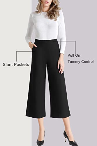 Wide Leg Pants for Women Trousers High Waisted Dress Pants Business Casual Summer Capris Stretch Pull On Work Slacks
