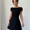 Women's Mini Sexy Dress 2025 Summer Cap Sleeve Elegant & U-Neck Backless Fit Dress