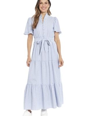 High Neck Ruffle Maxi Breezy Vacation Summer Dresses for Women