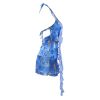 Women Sexy Halter Neck Floral Bodycon Mini Dress Backless Ruffle Layered Short Party Mesh Dress