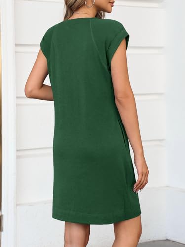 Womens Summer T Shirt Dress Casual Cap Sleeve Crewneck Loose Shift Mini Dresses