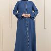 Women's Abaya Long Sleeve Open Quarry Floor Length Zipper Floor Length Turkish Islamic Fashion