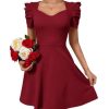 Women's Boho 2025 Summer Mini Dress, Summer Commute Red Short Sleeve Dress