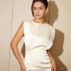 Summer Dresses for Women Sleeveless Round Neck Mini Solid Satin Dress Short Sundresses