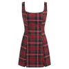 Mini Dress Plaid Checks Sleeveless Short Party Dress Scoop Neck Middle Waist Zipper Casual