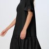 Women's Summer Button Down Shirt Dress Casual Ruffle Sleeve Shift Mini Dresses with Pockets