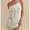 Women's One Shoulder Ruffle Mesh Mini Dress Layered Backless Vacation Party Sundresses