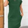 Womens Summer T Shirt Dress Casual Cap Sleeve Crewneck Loose Shift Mini Dresses