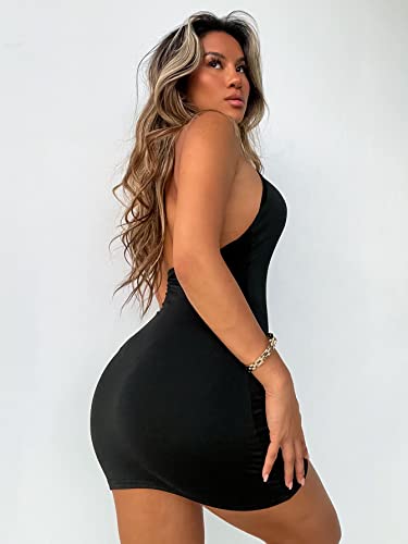 Women's Going Out Dresses Cut Out Backless Halter Bodycon Mini Dress Birthday Concert Rave Outfits