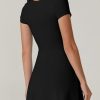 Womens Square Neck Tennis Dress Short Sleeve Built in Shorts Golf Athletic Dress with Pockets