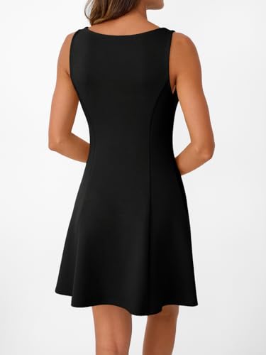 Women's A-Line Boat Neck Flowy Mini Dress Summer 2025 Going Out Party Club Vacation Sleeveless Tank Dresses