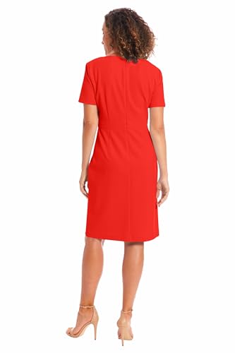 Women's Boat Neck Side Tie Short Sleeve Knee Length-Cocktail Party Summer Dress with Bow Detail