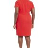 Women's Boat Neck Side Tie Short Sleeve Knee Length-Cocktail Party Summer Dress with Bow Detail