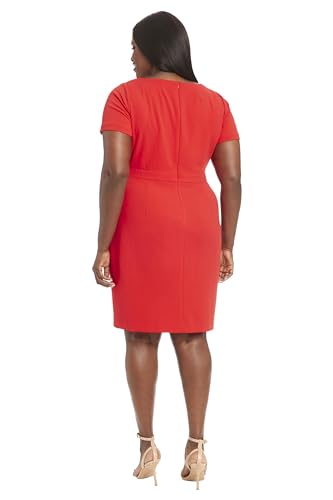 Women's Boat Neck Side Tie Short Sleeve Knee Length-Cocktail Party Summer Dress with Bow Detail