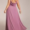 Women's Summer Chiffon Pleated Plus Size Bridesmaid Dresses Sleeveless Formal Gown with Spaghetti Straps