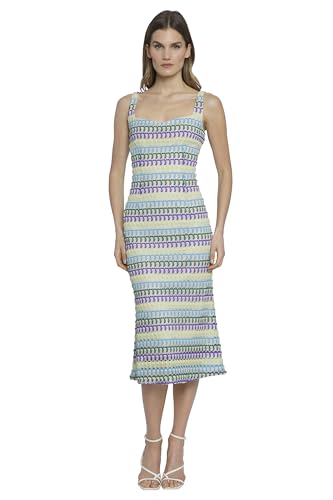 Sweetheart Neckline Midi Striped Knit, Square Neck, Summer Beach Vacation Dresses for Women