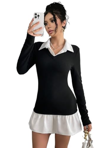 Women's Mini Sexy Dress 2025 Summer Solid Color Long Sleeve Casual Short Dress