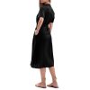 Women's 100% Linen Summer Casual Loose Button Down Midi Shirt Dresses
