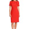 Women's Boat Neck Side Tie Short Sleeve Knee Length-Cocktail Party Summer Dress with Bow Detail