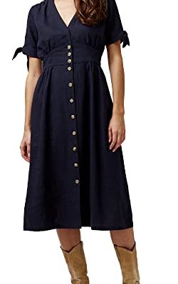 Women's Mariposa V Neck Button Front Dress 2