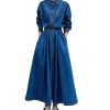 Women's Denim Dress Lapel Button Down Long Sleeve A Line Jeans Maxi Dress Plus Size Denim Shirt Dress with Pockets
