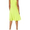 Women's Alicia Plunging Mix Media Sleeveless Fit and Flare Midi Dress