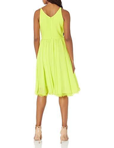 Women's Alicia Plunging Mix Media Sleeveless Fit and Flare Midi Dress