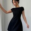 Women's Mini Sexy Dress 2025 Summer Cap Sleeve Elegant & U-Neck Backless Fit Dress