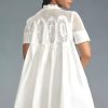 Women Crochet Lace Mini Dress Round Neck Short Sleeve Sheer Mesh Clothing Casual Outfits with Lace Back Design