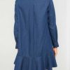 Women's Long Sleeve Denim Shirt Dress 2025 Button Down Ruffle Flowy Collared Mini Jeans Dress