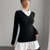 Women's Mini Sexy Dress 2025 Summer Solid Color Long Sleeve Casual Short Dress