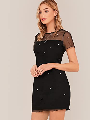 Women's Boho 2025 Summer Mini Dress, Lettuce Trim Mesh Dress