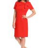 Women's Boat Neck Side Tie Short Sleeve Knee Length-Cocktail Party Summer Dress with Bow Detail